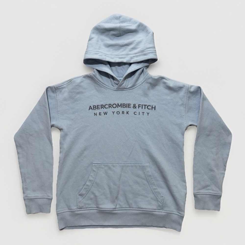 Abercrombie NYC Relaxed Fit Blue Logo Embroidered Hoodie Sweatshirt Boy's 11/12